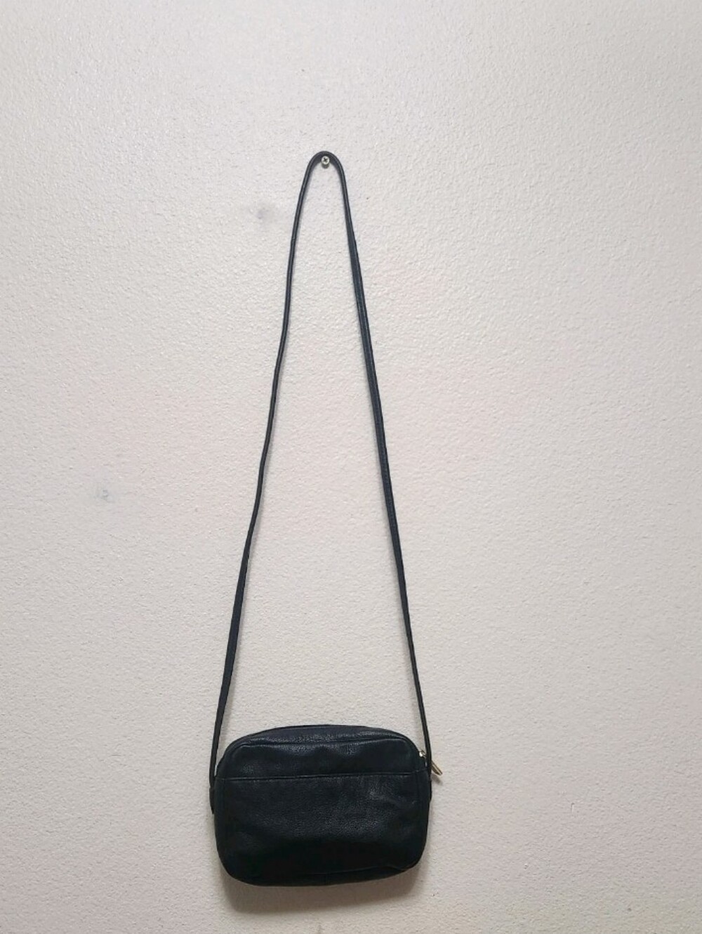 Vtg Fossil Black Pebbled Cowhide Leather Crossbody Shoulder Bag Classic 8x6x3 - Picture 3 of 16
